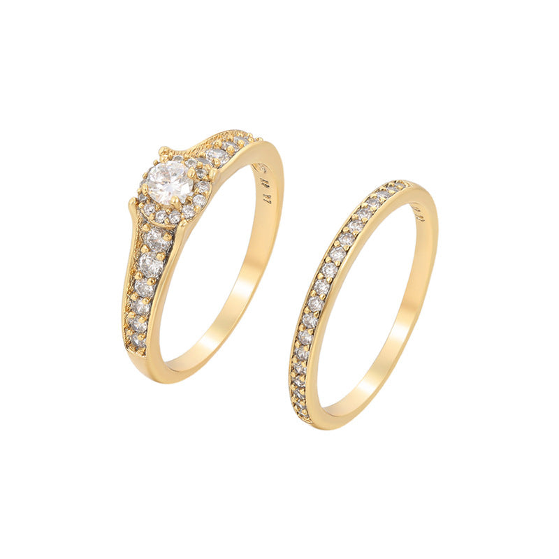 14K GOLD PLATED DIAMOND COUPLE RINGS