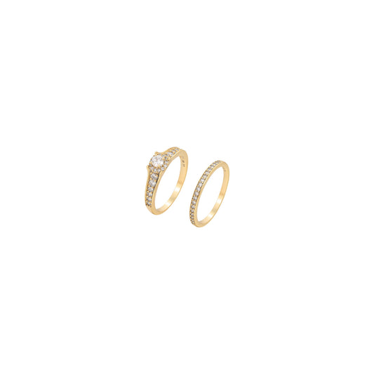 14K GOLD PLATED DIAMOND COUPLE RINGS